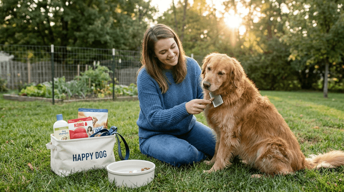 General dog care and pet wellness activities with owner